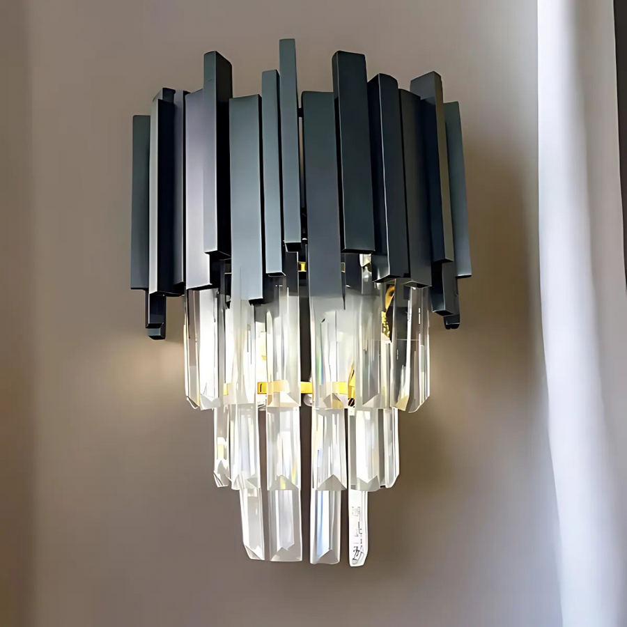 BLOIS Piccolo krištáľový luster, 2xE14, čierny
