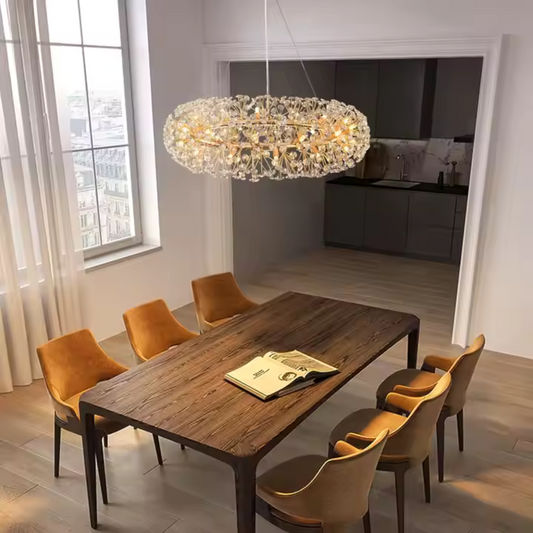 Krištáľovo luster minúta 12x G9, priemer 60 cm, lesklé zlato, nastaviteľná výška