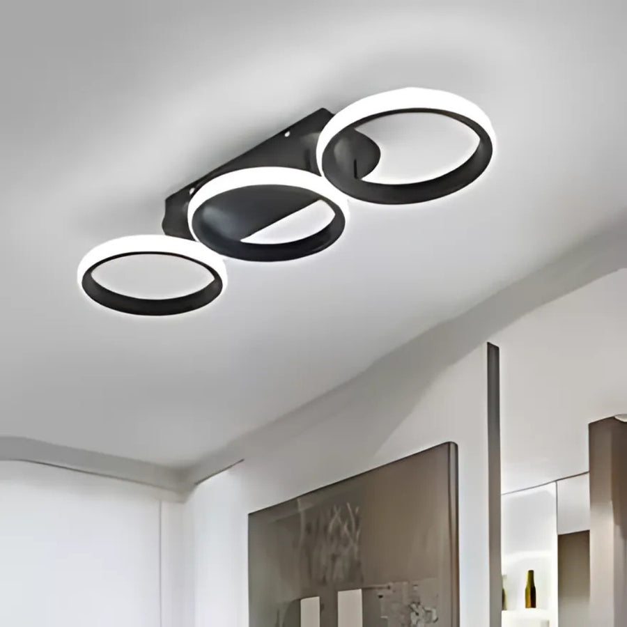 ELIO LED luster 24W, 3 kruhy, lineárny, studené/teplé/neutrálne svetlo, čierny