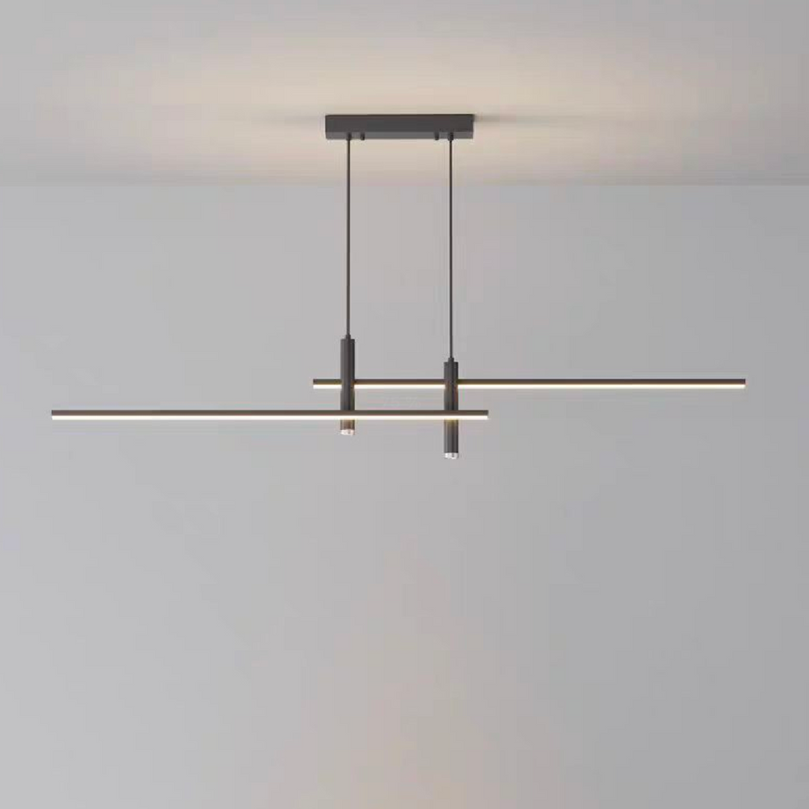 Závesný LED luster s diaľkovým ovládaním RINA 24W, Lineárny, Studené/Teplé/Neutrálne svetlo, Stmievateľný, Čierny, Výškovo nastaviteľný