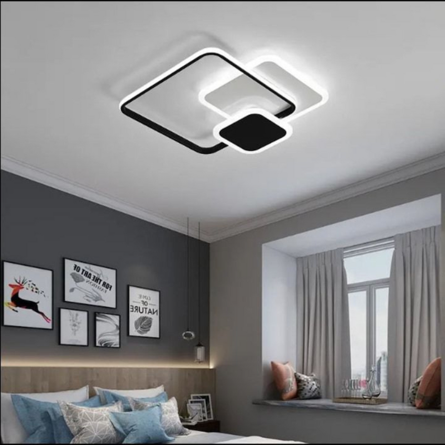LED luster s diaľkovým ovládaním ANEMONA 75W, 3 štvorce, studené/teplé/neutrálne svetlo, stmievateľné, čierny
