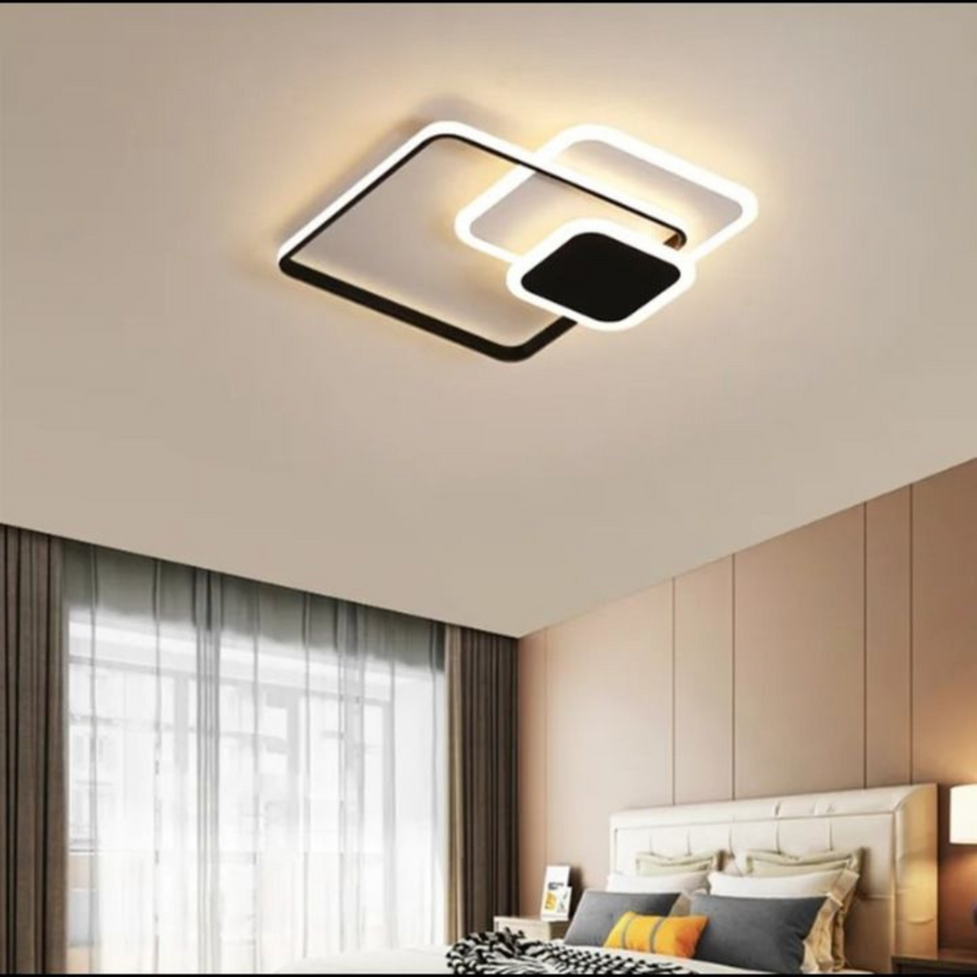 LED luster s diaľkovým ovládaním ANEMONA 75W, 3 štvorce, studené/teplé/neutrálne svetlo, stmievateľné, čierny