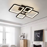 LED luster s diaľkovým ovládaním, ella, 4 štvorce, 88 W, studené/horúce/neutrálne svetlo, nestabilné, čierne