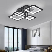 LED luster s diaľkovým ovládaním, ella, 4 štvorce, 88 W, studené/horúce/neutrálne svetlo, nestabilné, čierne