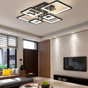 LED luster s diaľkovým ovládaním, Ella, 6 štvorcov, 114 W, studené/horúce/neutrálne svetlo, nemilosrdné, čierne