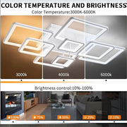 LED túžba s diaľkovým ovládaním, Ella, 8 štvorcov, 154 W, studené/horúce/neutrálne svetlo, nestabilné, biele