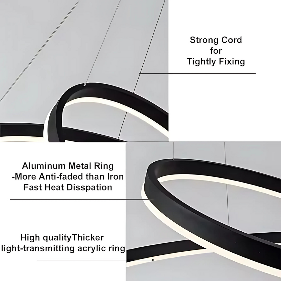 LED závesný luster PAGANO 31W, 2 kruhy, studené/teplé/neutrálne svetlo, stmievateľné, čierny, výškovo nastaviteľný
