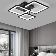 LED luster s diaľkovým ovládaním ZOE 64W, 3 štvorce, studené/teplé/neutrálne svetlo, stmievateľné, čierny