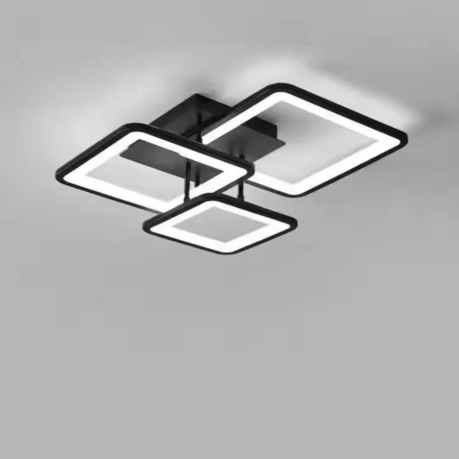 LED luster s diaľkovým ovládaním ZOE 64W, 3 štvorce, studené/teplé/neutrálne svetlo, stmievateľné, čierny