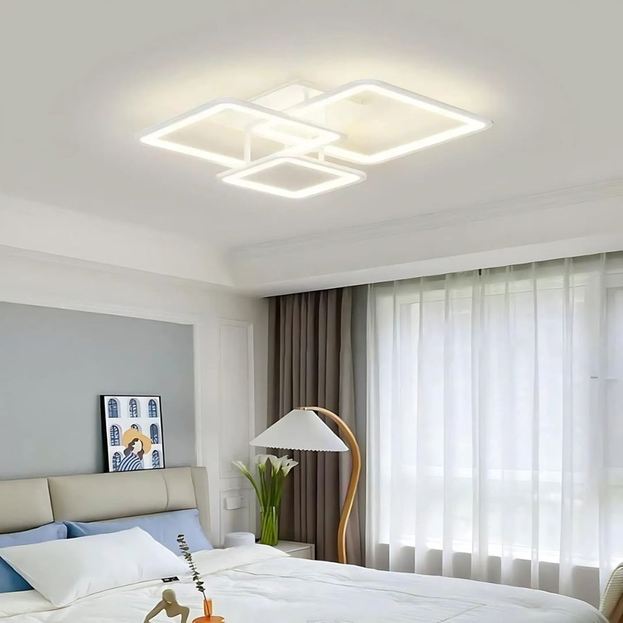 LED luster s diaľkovým ovládaním ZOE, 64W, 3 štvorce, studené/teplé/neutrálne svetlo, stmievateľné, biela