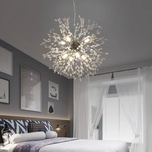Schönbrunn krištáľový luster, 9x G9, priemer 49 cm, lesklý strieborný, nastaviteľná výška