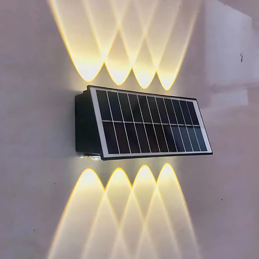 Vonkajšie nástenné LED svietidlo Solaris, 8 svetelných zdrojov, teplé svetlo, čierna