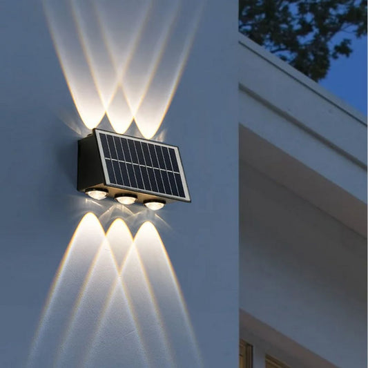 Vonkajšie nástenné LED svietidlo Solaris, 6 svetelných zdrojov, teplé svetlo, čierna