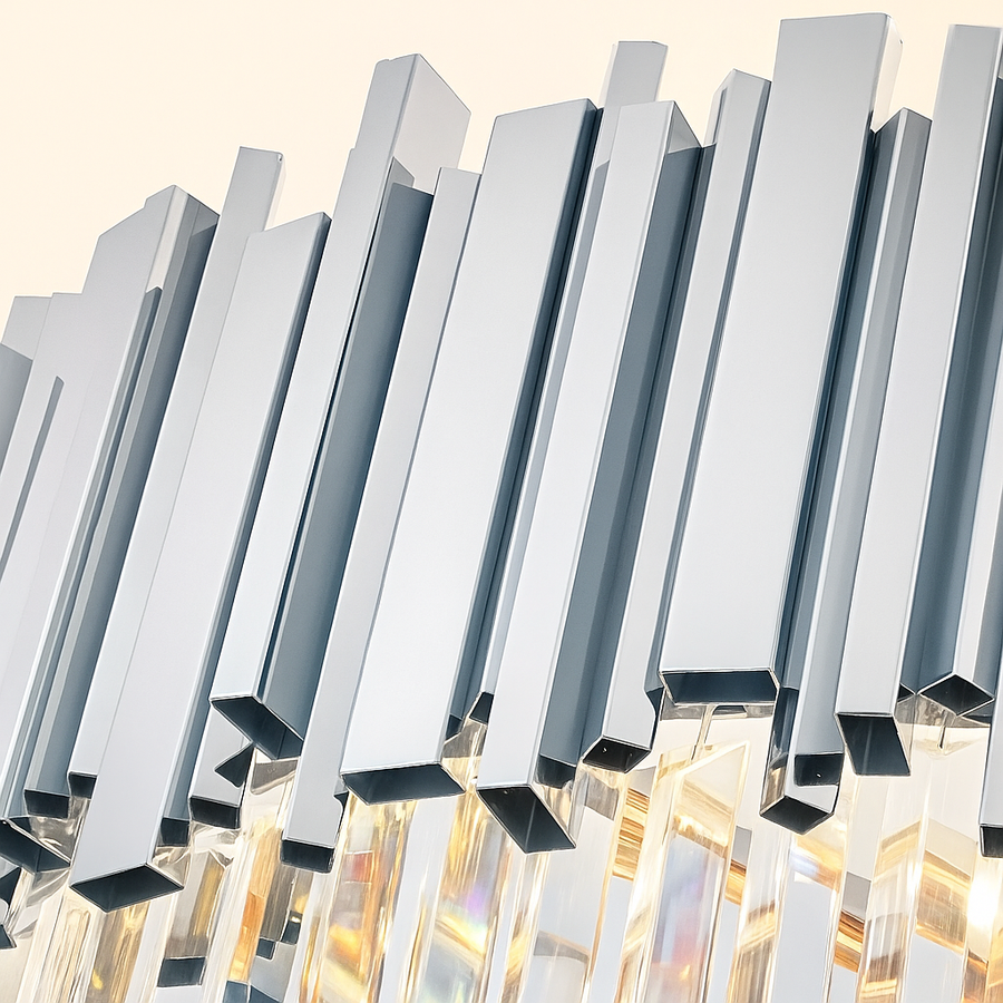 Krištáľový luster BLOIS Ascender E14, priemer 60cm, strieborný, nastaviteľná výška