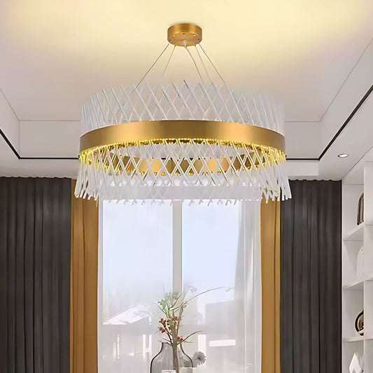 Krištáľový luster ALHAMBRA Eleganza, LED, 72W, Priemer 49cm, Teplé/Studené/Neutrálne svetlo, Stmievateľné, Nastaviteľná výška, Zlatý