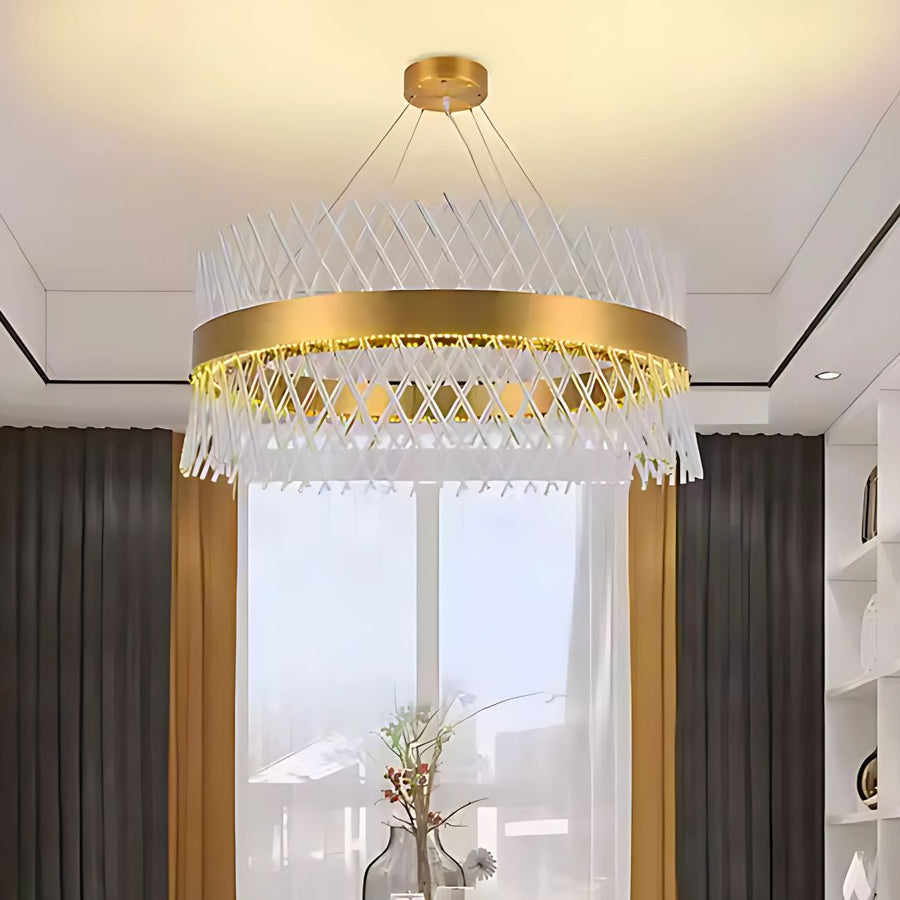 Krištáľový luster ALHAMBRA Nobile, LED, 53W, Priemer 40cm, Teplé/Studené/Neutrálne svetlo, Stmievateľné, Nastaviteľná výška, Zlatý