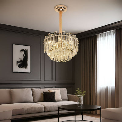 Krištáľový luster FONTAINEBLEAU Elegance, 9x E14, Priemer 45cm, Zlatý, Nastaviteľná výška