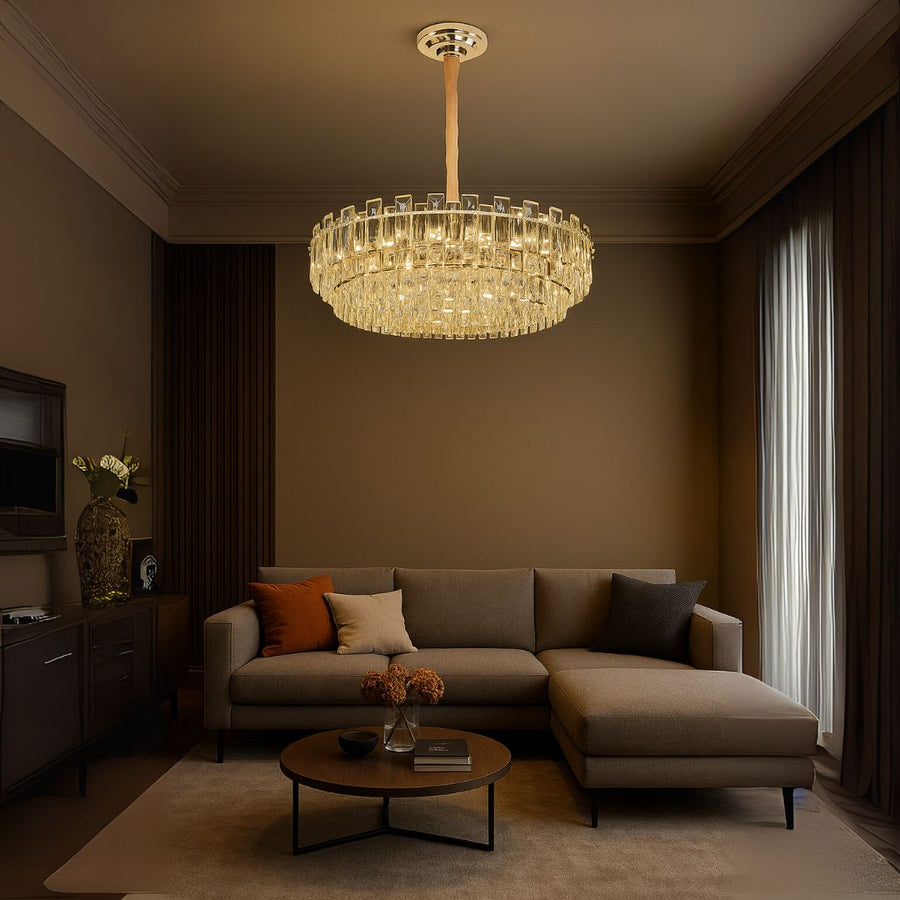 Krištáľový luster FONTAINEBLEAU Supremo, 15x E14, Priemer 75cm, Zlatý, Nastaviteľná výška