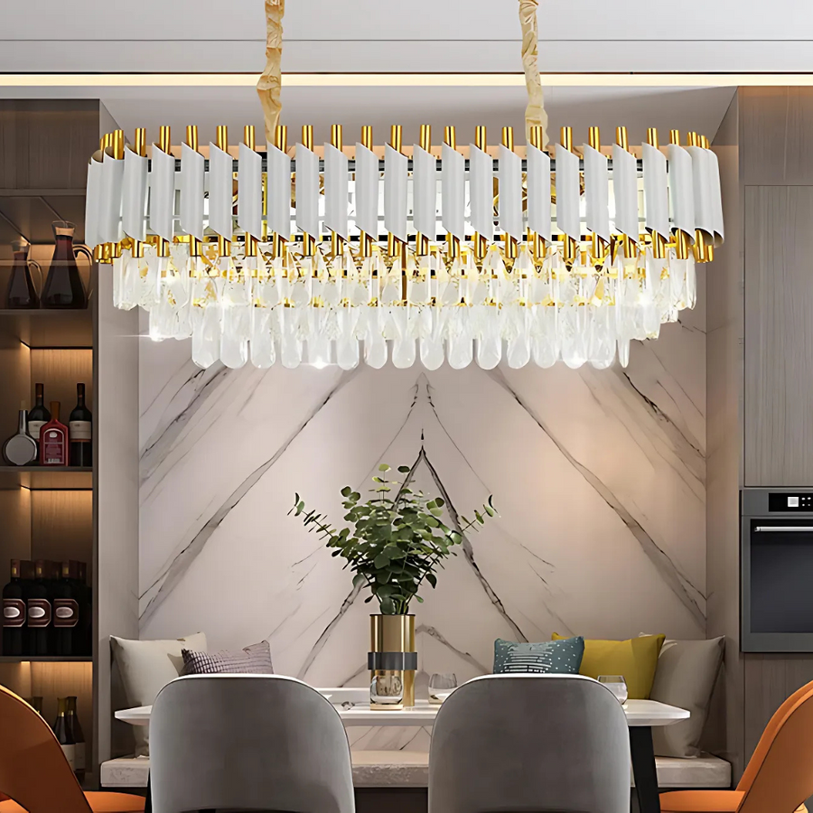 VERSAILLES Regalis krištáľový luster, priemer 80 cm, 10xE14, biely, nastaviteľná výška