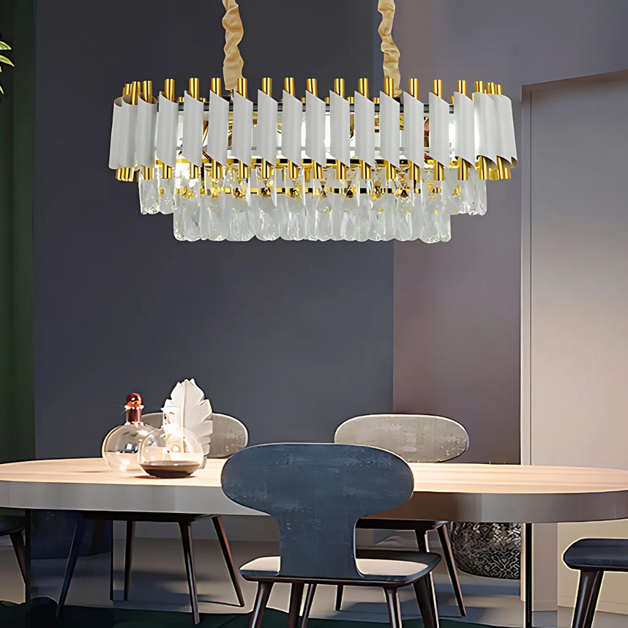 VERSAILLES Regalis krištáľový luster, priemer 80 cm, 10xE14, biely, nastaviteľná výška