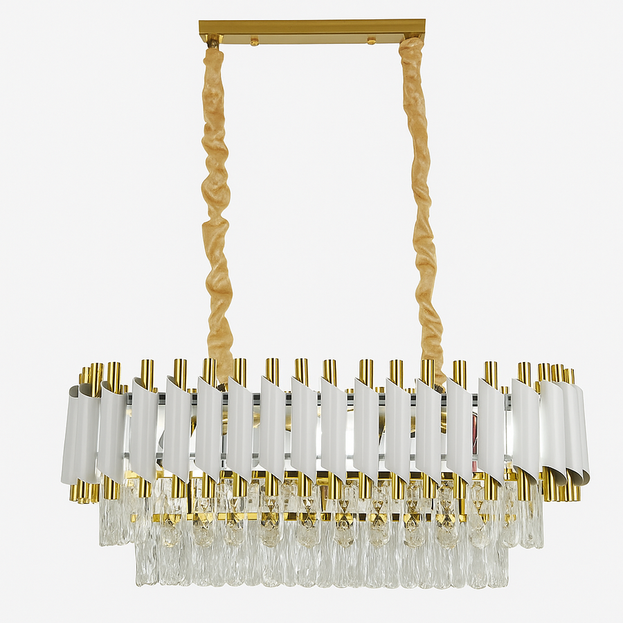 VERSAILLES Regalis krištáľový luster, priemer 80 cm, 10xE14, biely, nastaviteľná výška