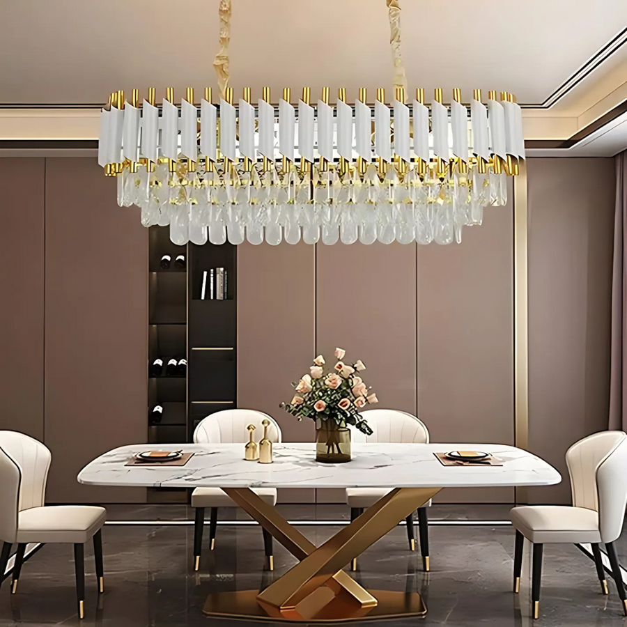 VERSAILLES Regalis krištáľový luster, priemer 80 cm, 10xE14, biely, nastaviteľná výška