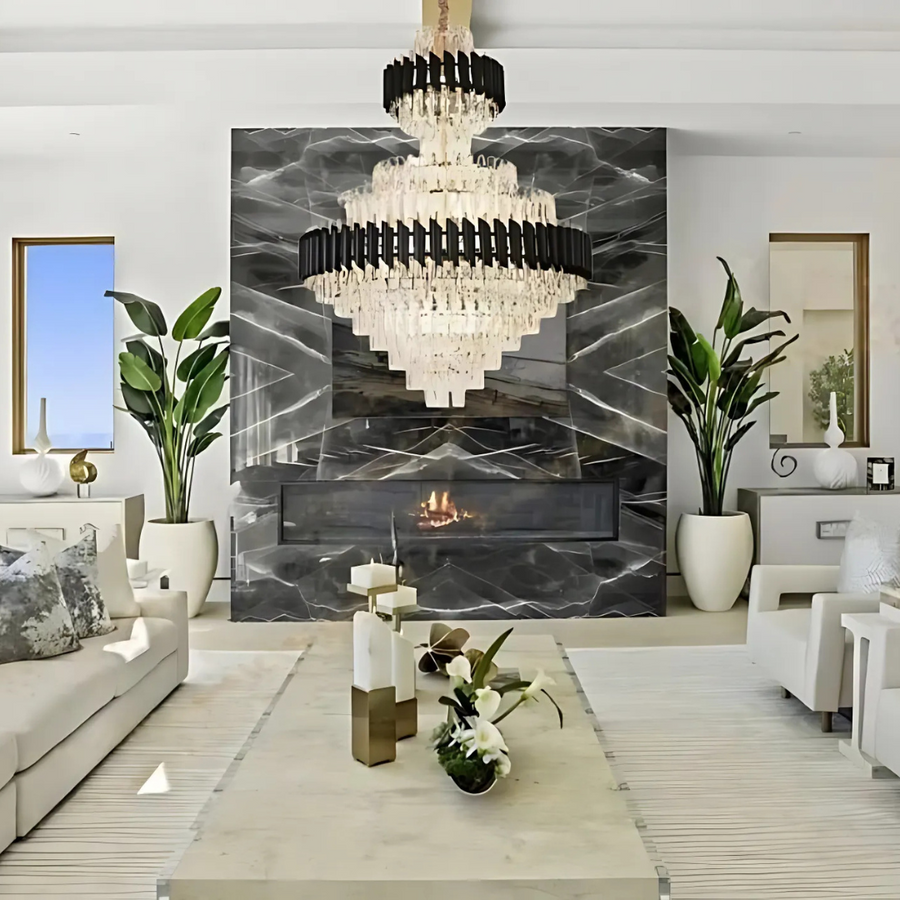 Krištáľový luster VERSAILLES Supremo Reale E14, 80 cm x 110 cm, lesklá zlatá a čierna, nastaviteľná výška