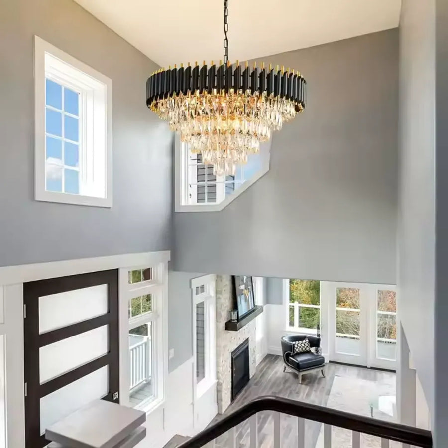 Crystal Luster Versailles Magno 8xe27, 60 cm priemer, lesklé a čierne zlato, nastaviteľná výška