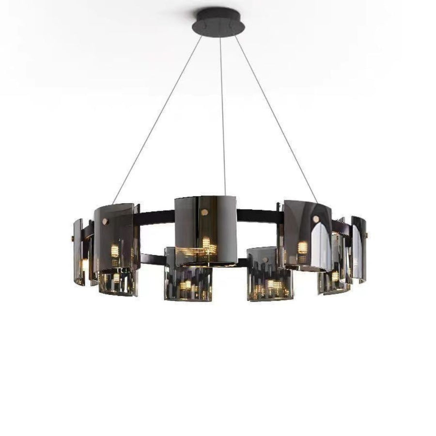 Moderný luster, Valmontreux Largo, 8xG9, Priemer 80cm, Čierny, Nastaviteľná výška