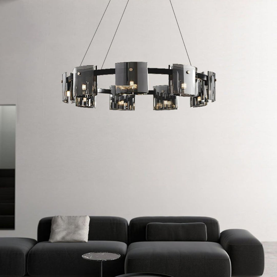 Moderný luster, Valmontreux Largo, 8xG9, Priemer 80cm, Čierny, Nastaviteľná výška