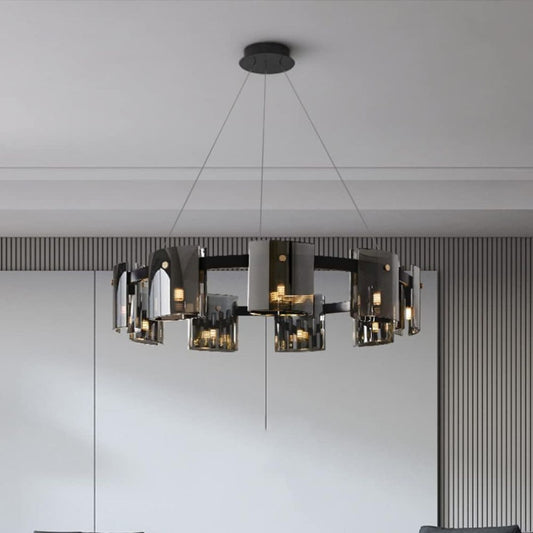 Moderný luster, Valmontreux Largo, 8xG9, Priemer 80cm, Čierny, Nastaviteľná výška