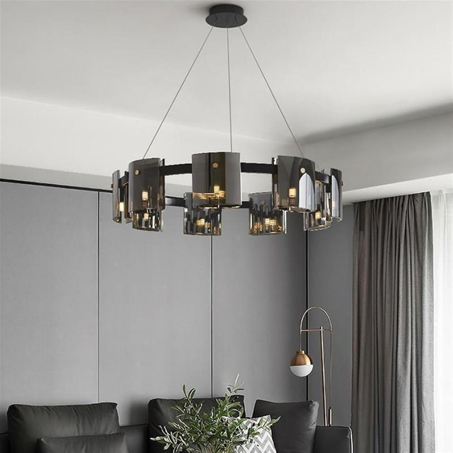 Moderný luster, Valmontreux Largo, 8xG9, Priemer 80cm, Čierny, Nastaviteľná výška
