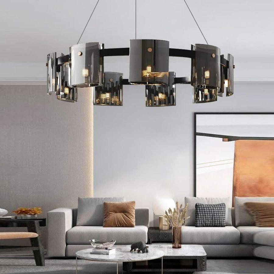 Moderný luster, Valmontreux Largo, 8xG9, Priemer 80cm, Čierny, Nastaviteľná výška