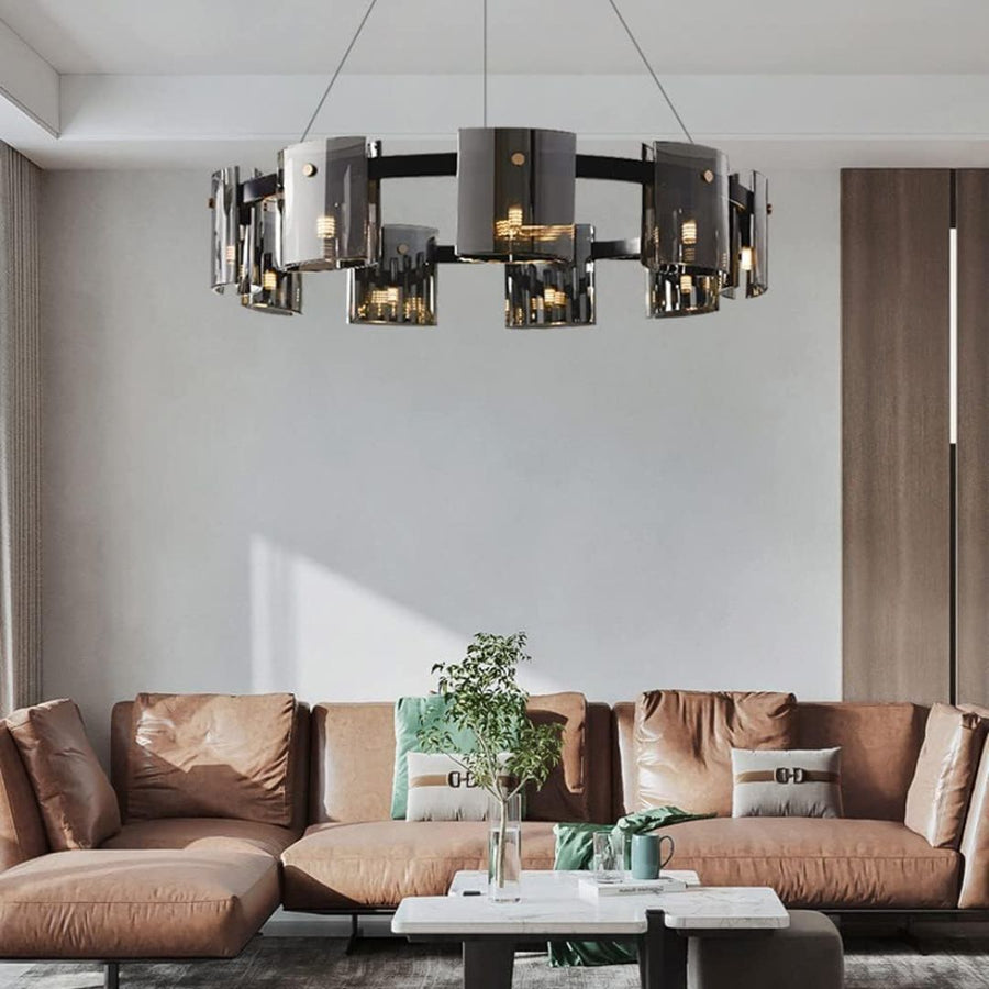 Moderný luster, Valmontreux Largo, 8xG9, Priemer 80cm, Čierny, Nastaviteľná výška