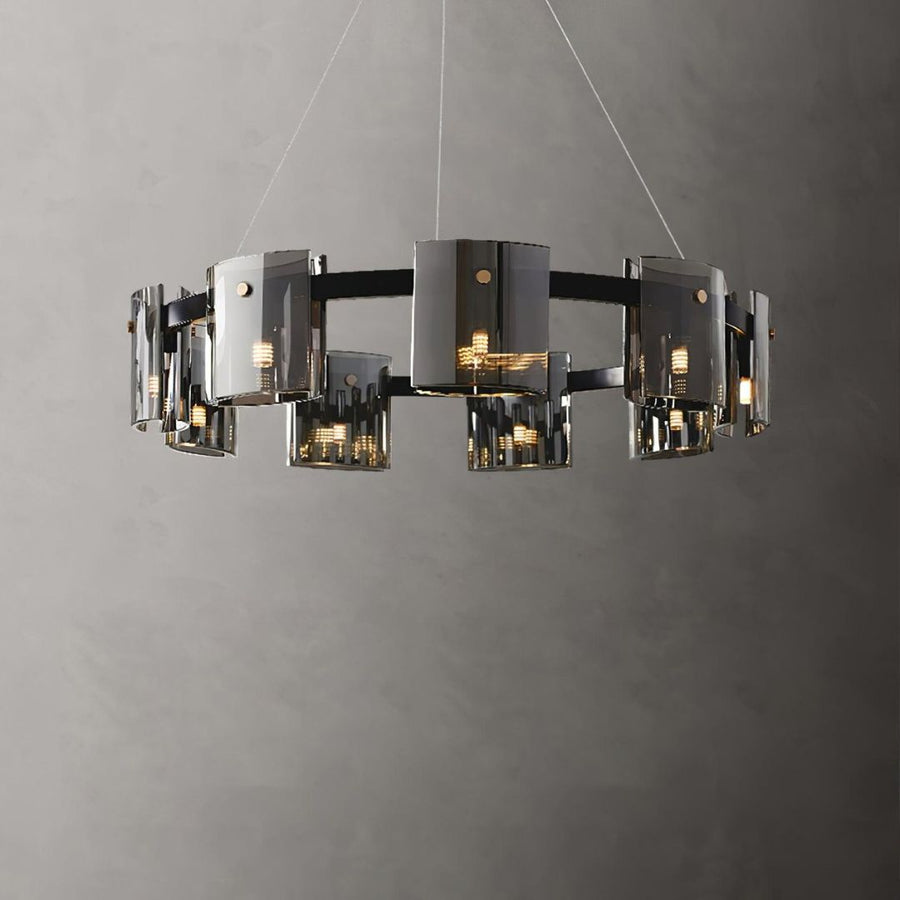 Moderný luster, Valmontreux Largo, 8xG9, Priemer 80cm, Čierny, Nastaviteľná výška