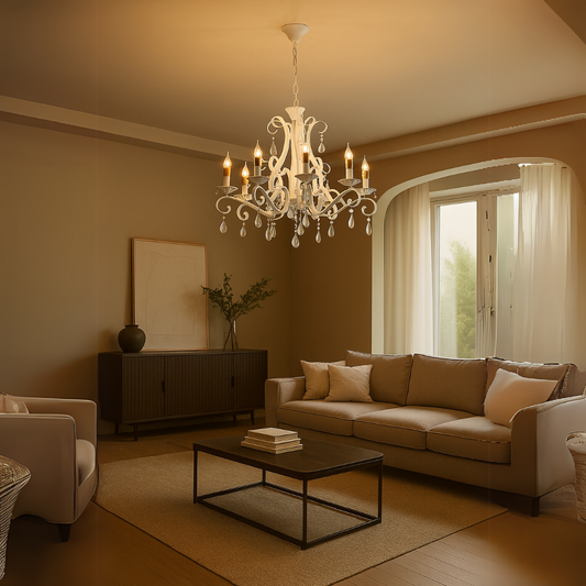 DELLI SANTI Luster 6xE14, Priemer 49cm, Biely, Nastaviteľná výška