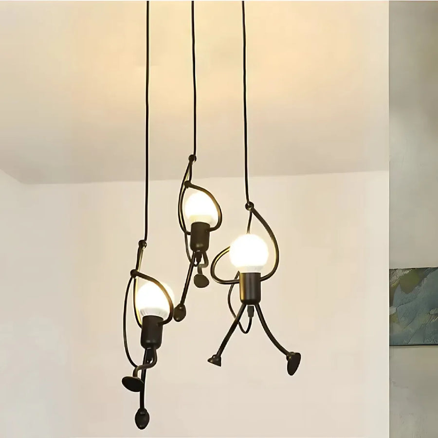 MODERNÝ luster, Kyvadlový typ, FANTASIA, Figúrka, 3xE27, Nastaviteľná výška, Čierny