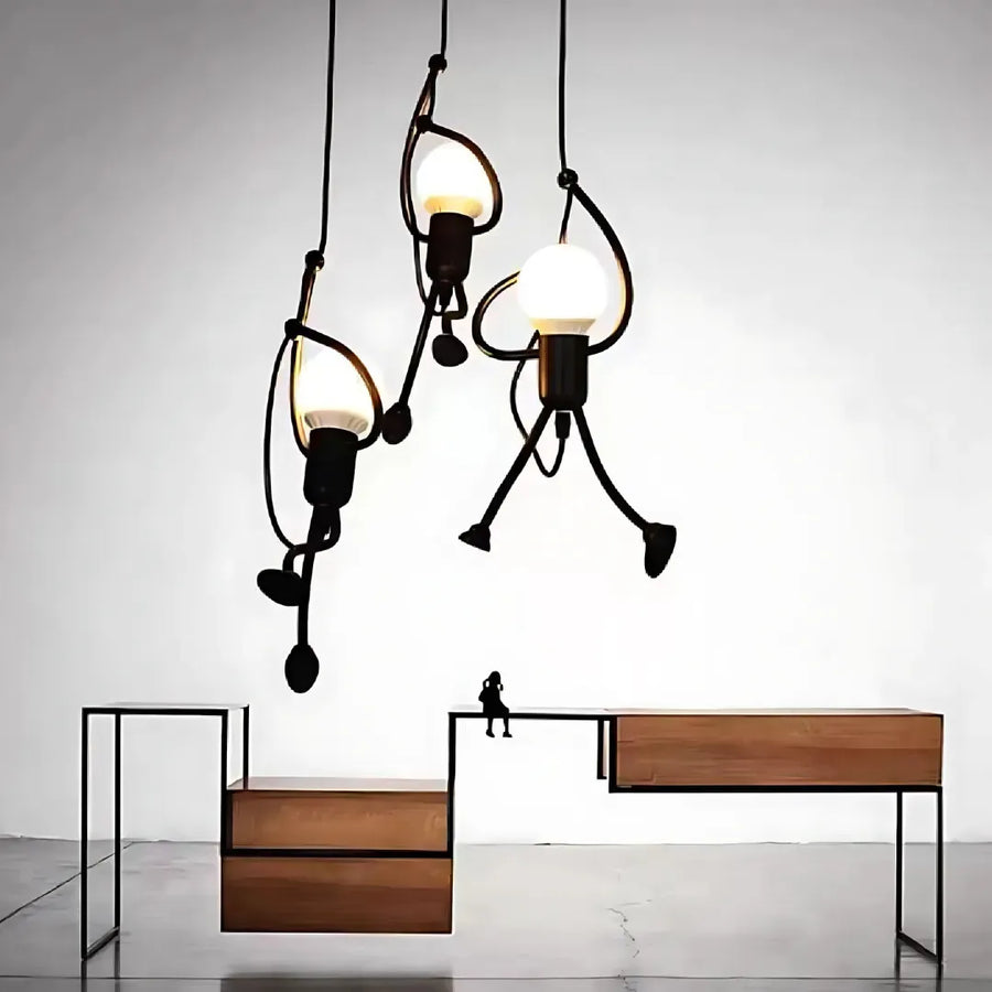MODERNÝ luster, Kyvadlový typ, FANTASIA, Figúrka, 3xE27, Nastaviteľná výška, Čierny
