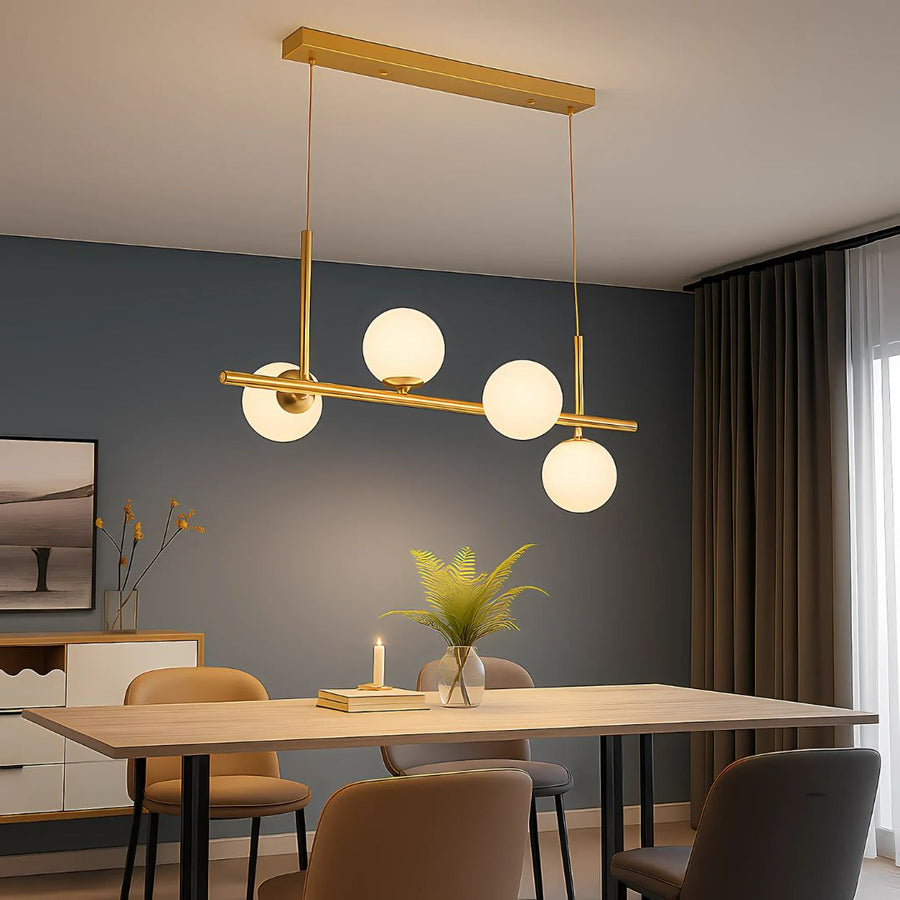 Moderný žiarovkový luster LOFT Pavilion, 4x G9, zlatý, kov, Nastaviteľná výška