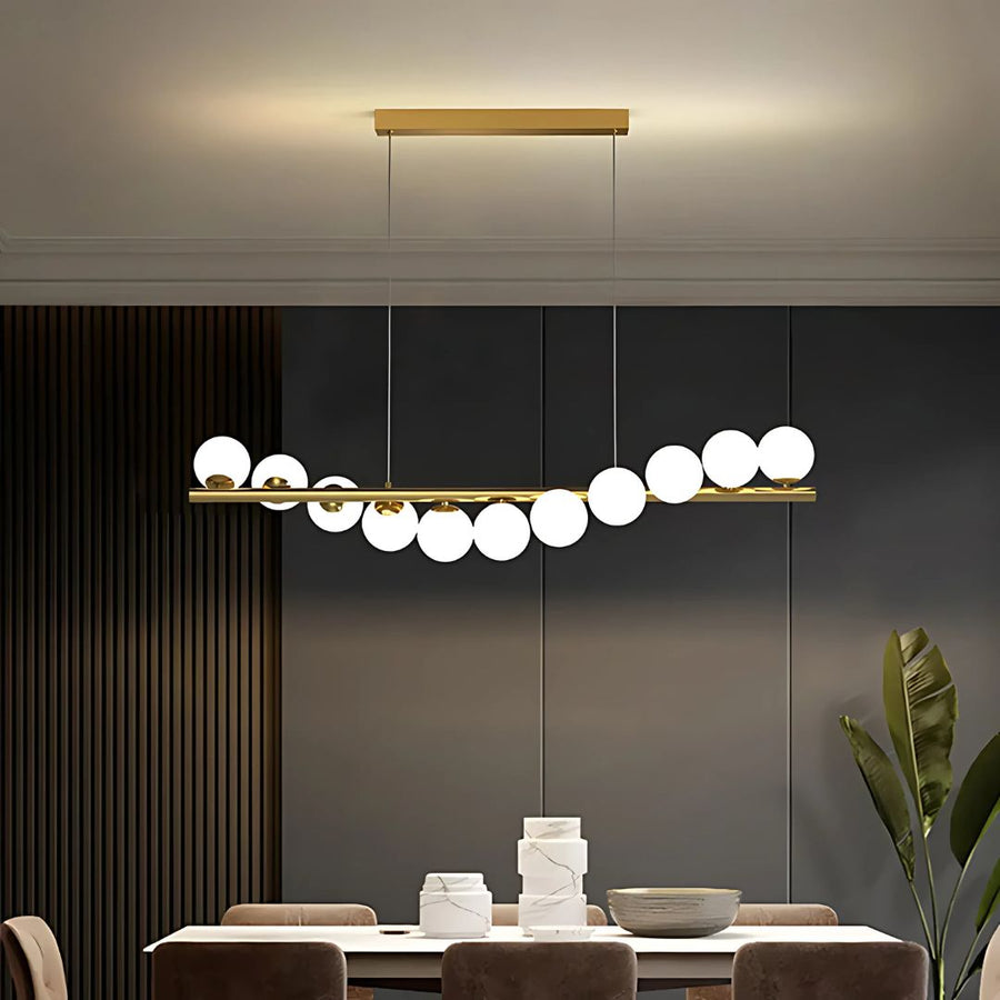 Halový luster LOFT, 11x G9, zlatá biela, kov, nastaviteľná výška, elegantný