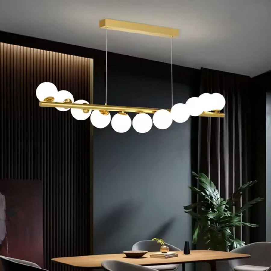 Halový luster LOFT, 11x G9, zlatá biela, kov, nastaviteľná výška, elegantný