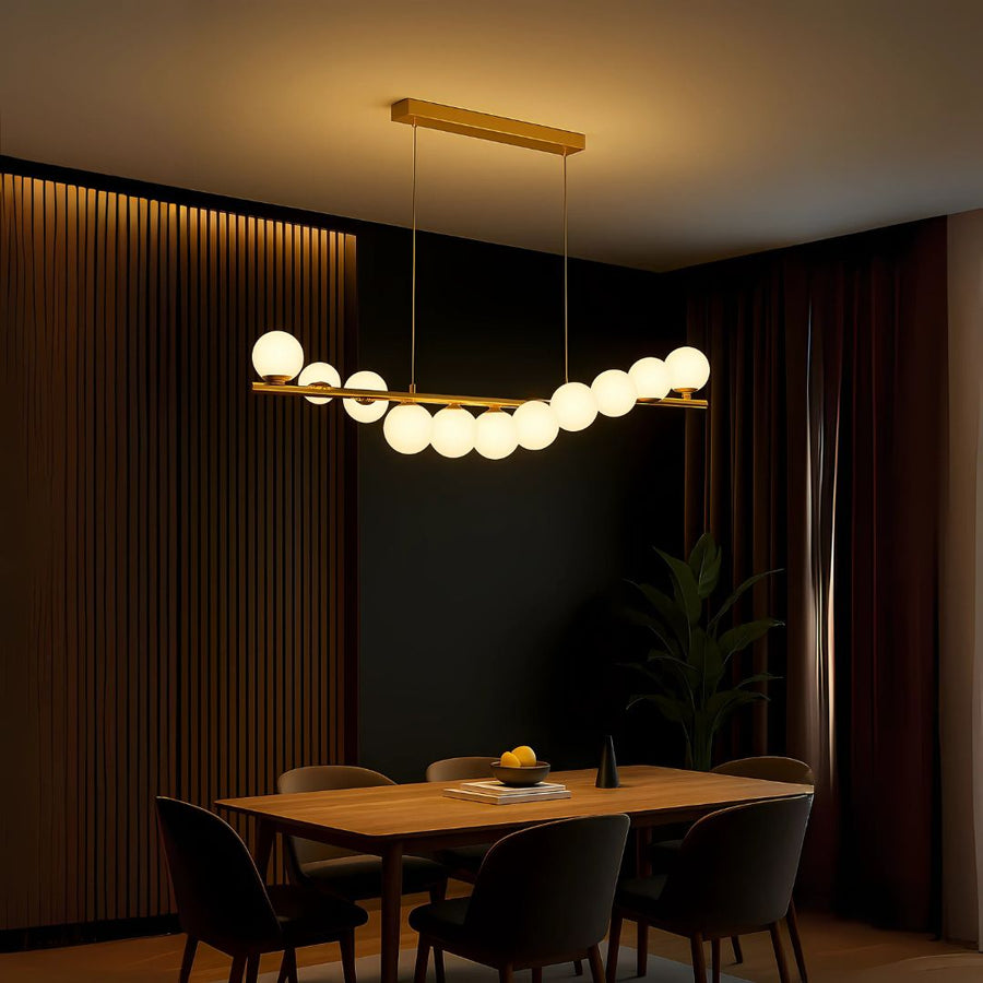 Halový luster LOFT, 11x G9, zlatá biela, kov, nastaviteľná výška, elegantný