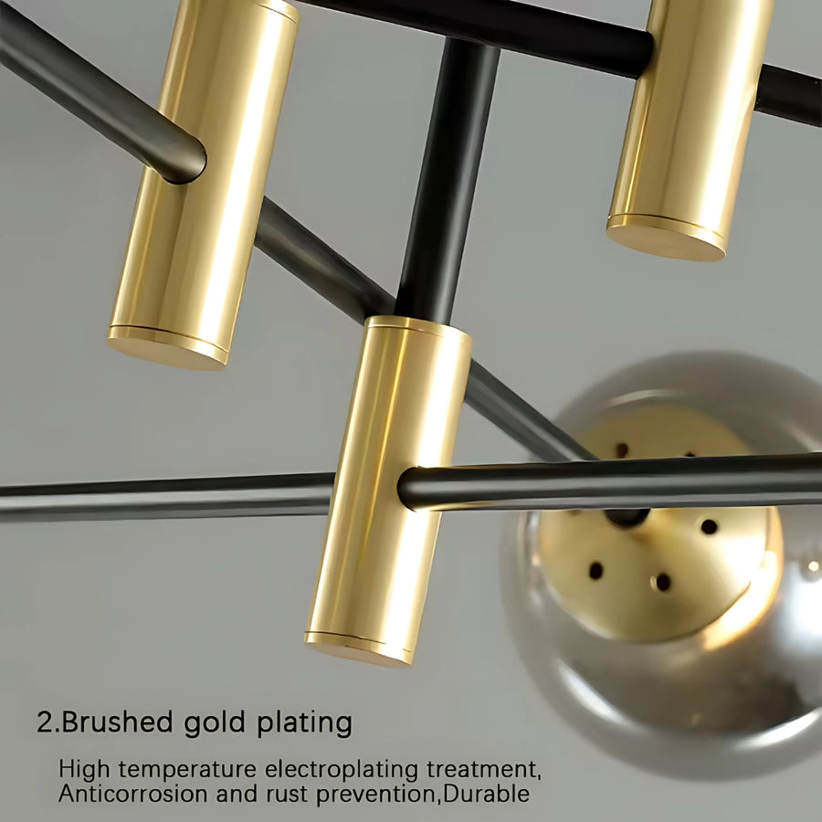 Okrúhle lampa, Penthouse Grand, 8xe27, zlatá čierna, kov