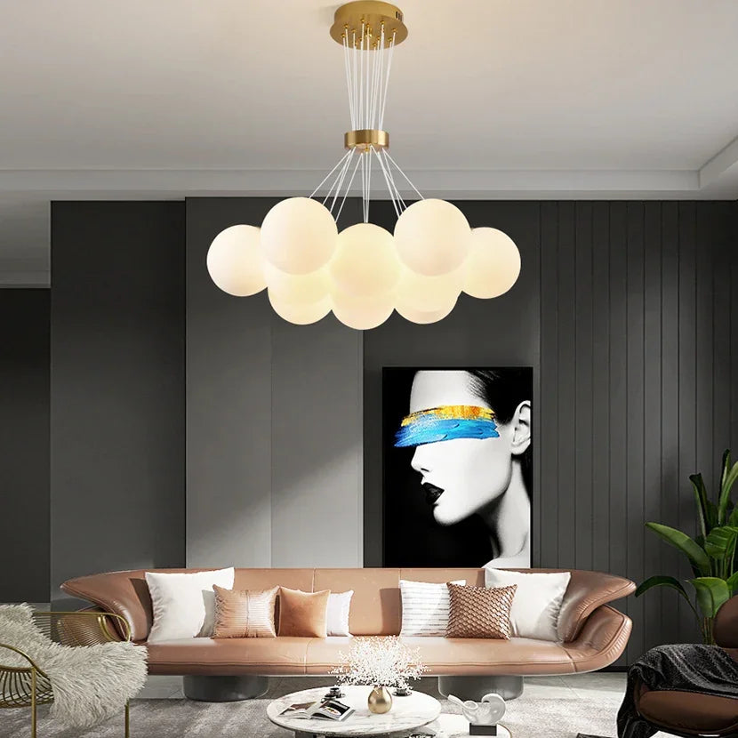 MODERNÝ luster, Kyvadlový typ, LOFT Bagliore, Globe, 11xE27, Nastaviteľná výška, Zlatý