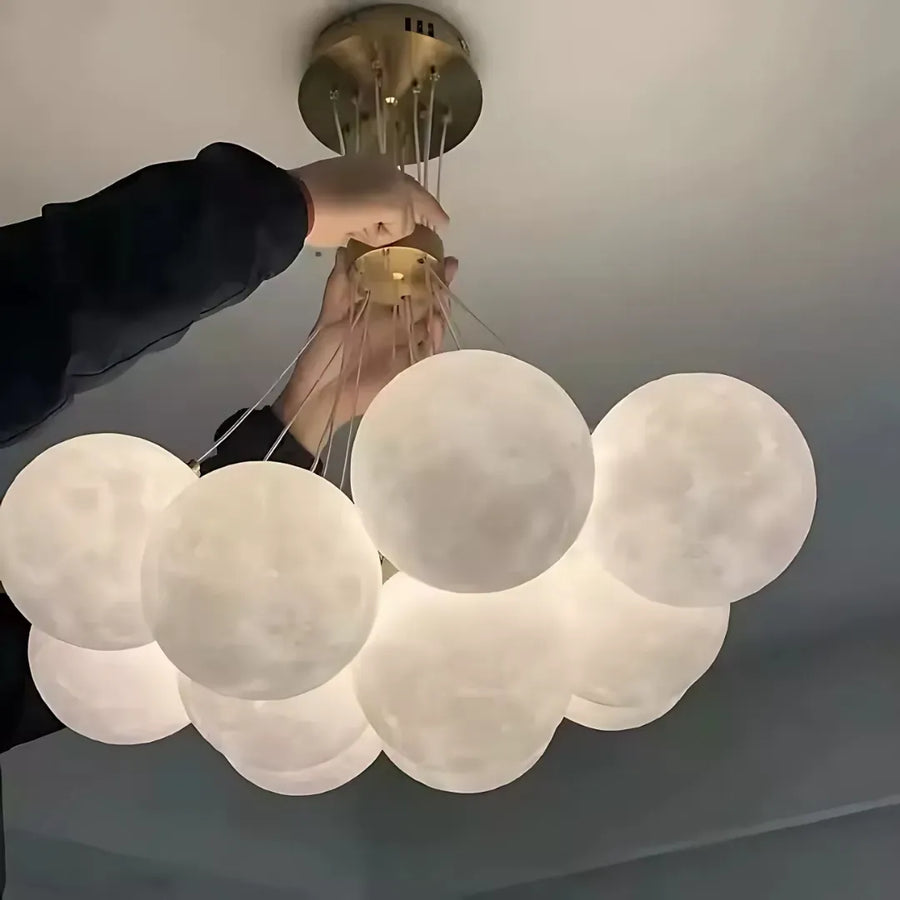 MODERNÝ luster, Kyvadlový typ, LOFT Bagliore, Globe, 9xE27, Nastaviteľná výška, Zlatý