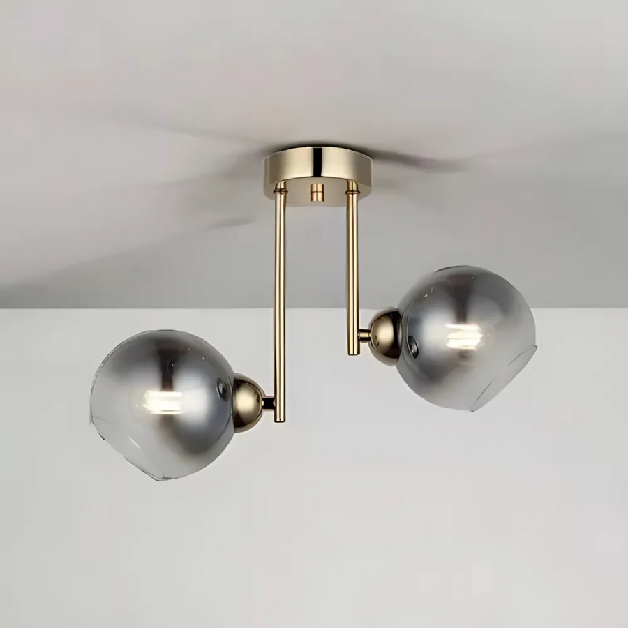 MODUS moderný žiarovkový luster, 2x E27, tmavošedá, zlatá, kov
