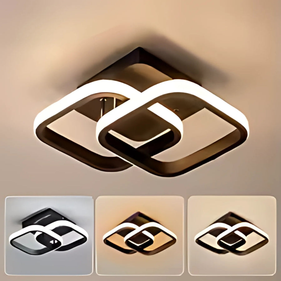 LED luster VERTEX Matrix prekrývajúce kosoštvorce, kovové rámy, 11W, 2 kosoštvorce, studené/teplé/neutrálne svetlo, čierna