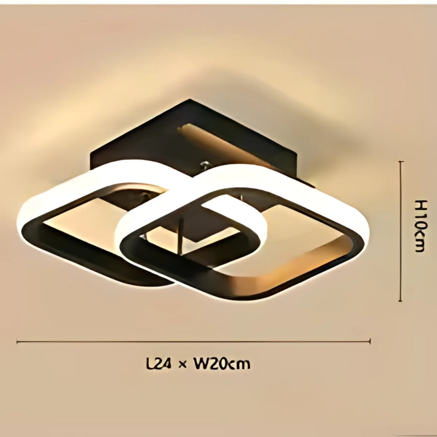 LED luster VERTEX Matrix prekrývajúce kosoštvorce, kovové rámy, 11W, 2 kosoštvorce, studené/teplé/neutrálne svetlo, čierna