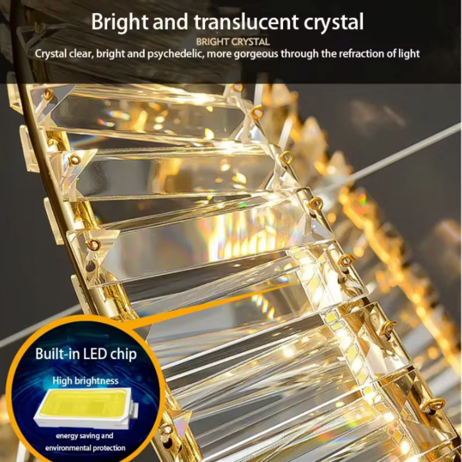 LED luster s diaľkovým ovládaním a krištáľovým LUIGI, 35W, studené/teplé/neutrálne svetlo, stmievateľné, zlaté