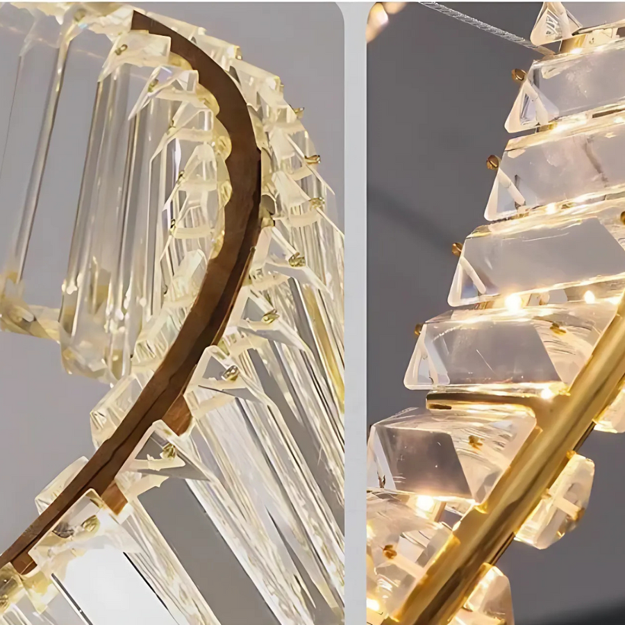 LED luster s diaľkovým ovládaním a krištáľovým LUIGI, 35W, studené/teplé/neutrálne svetlo, stmievateľné, zlaté